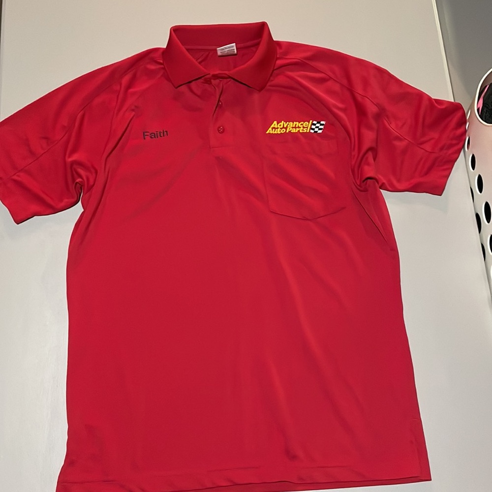 Superior uniforms Red Advance Auto Parts Polo SR